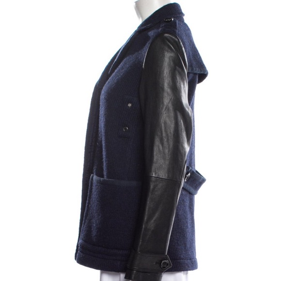 Burberry Brit Jackets & Coats | Burberry Navy Calf Leather Sleeves Jacket - Picture 3 of 4